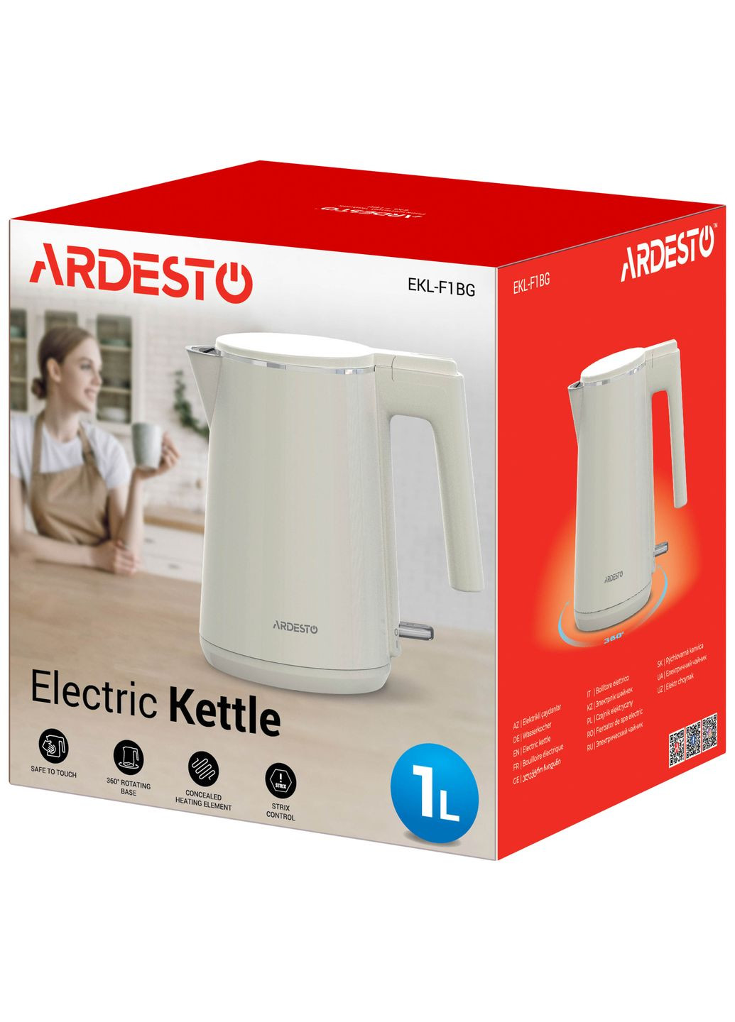 Електрочайник EKL-F1BG, 1л, подвійні стінки, STRIX, Ardesto (314748504)