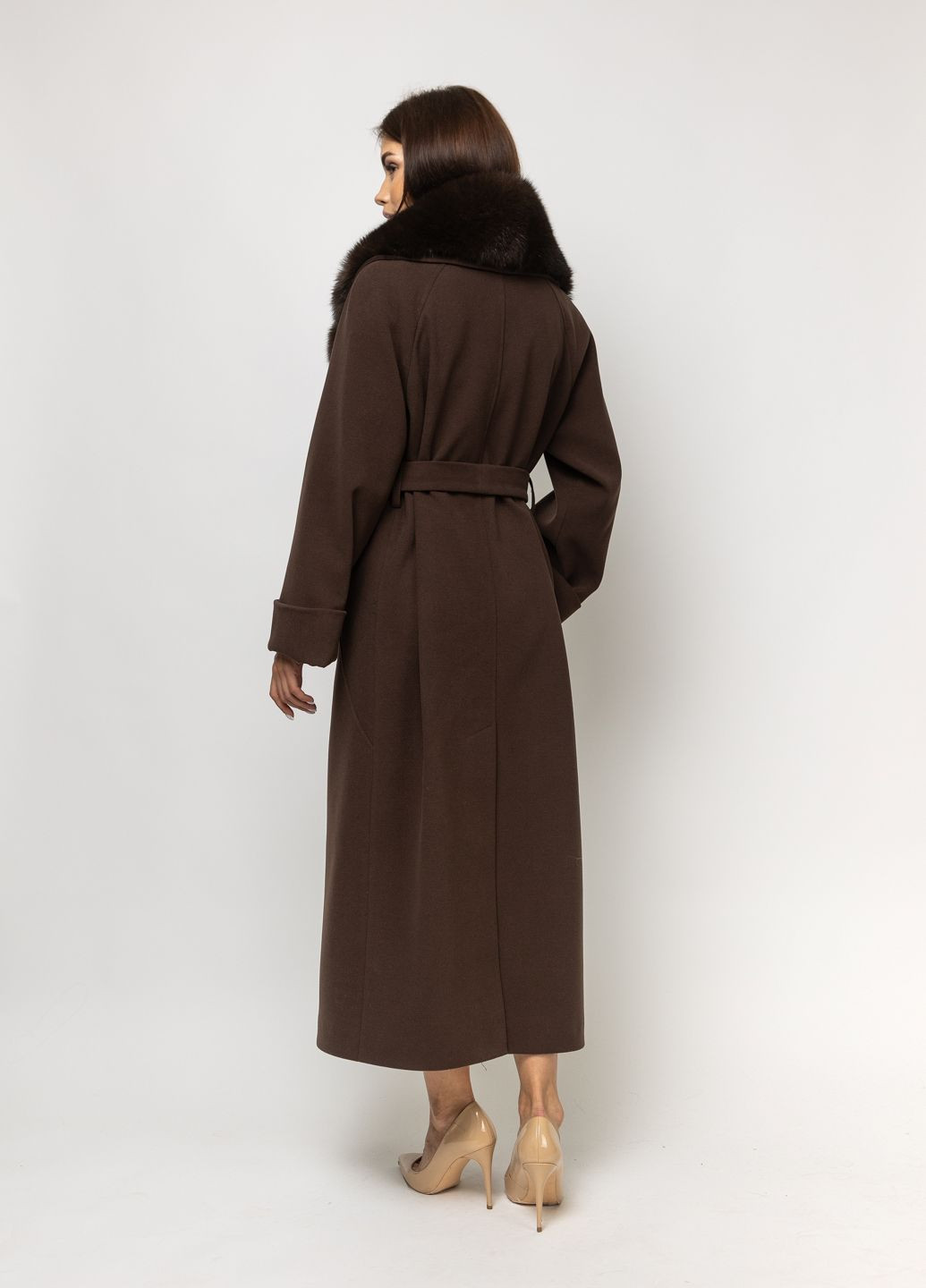 Темно-коричневе демісезонне Пальто класичне жіноче Марсель шоколадне оверсайз CHIUAS