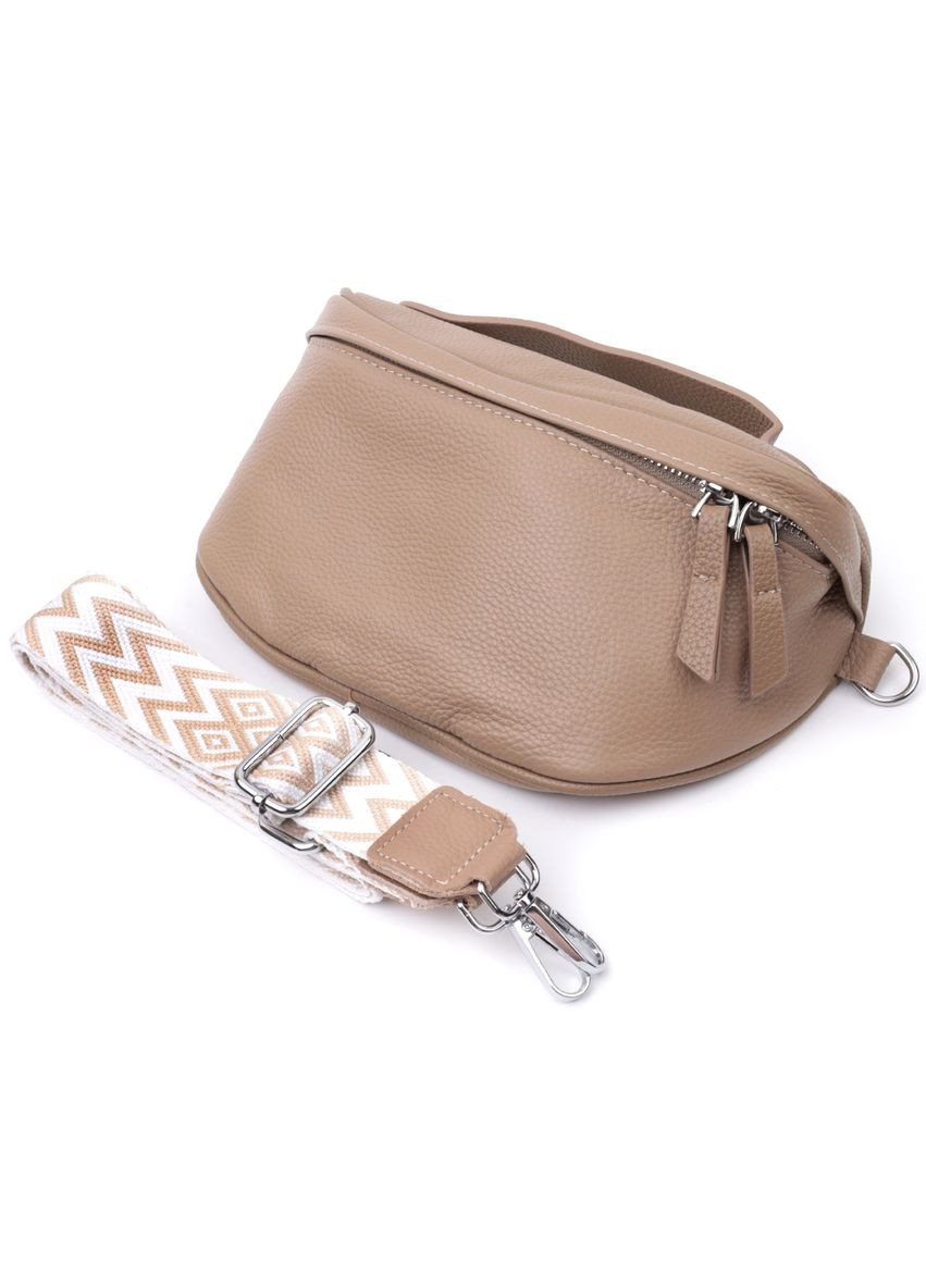 Летняя женская кроссбоди через плечо в классическом цвете из натуральной бежевой кожи 22657 Vintage (329196654)