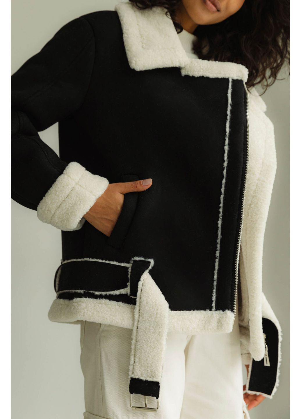 Черная демисезонная косуха-авиатор 2090.5498 Seventeen