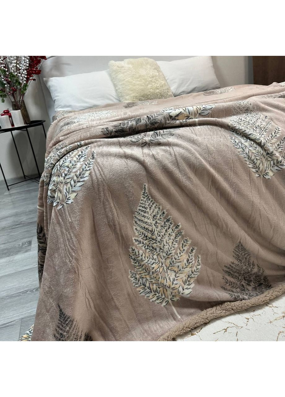 Двосторонній Плед "Comfort & Style" (Велюр + Teddy Fur), розмір 150*210 см кавового кольору з малюнком No Brand (366957586)