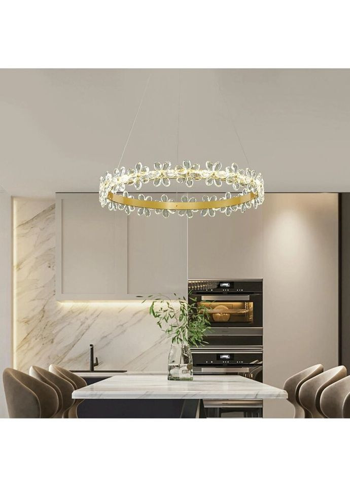 Люстра світлодіодна підвісна LED світильник для квартири на стелю ледве 26586 Золото 15-150х60х60 см. Sunnysky (324396555)