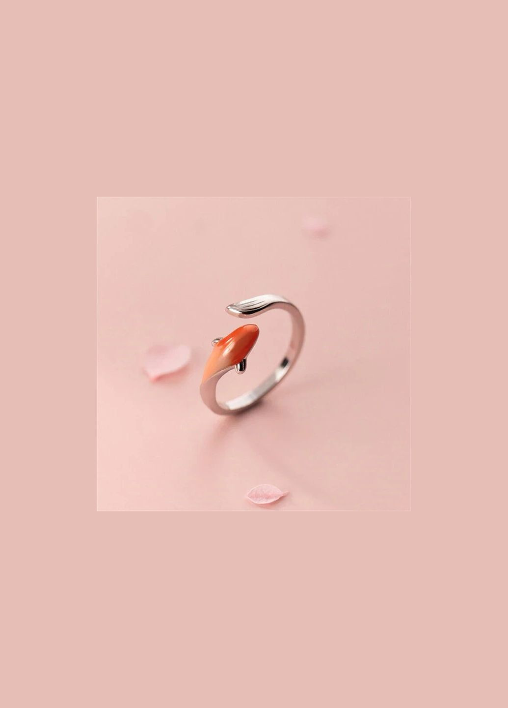 Каблучка жіноча під срібло красивий помаранчевий короп Коі каблучка у вигляді рибки Коі розмір регульований Fashion Jewelry (290982091)