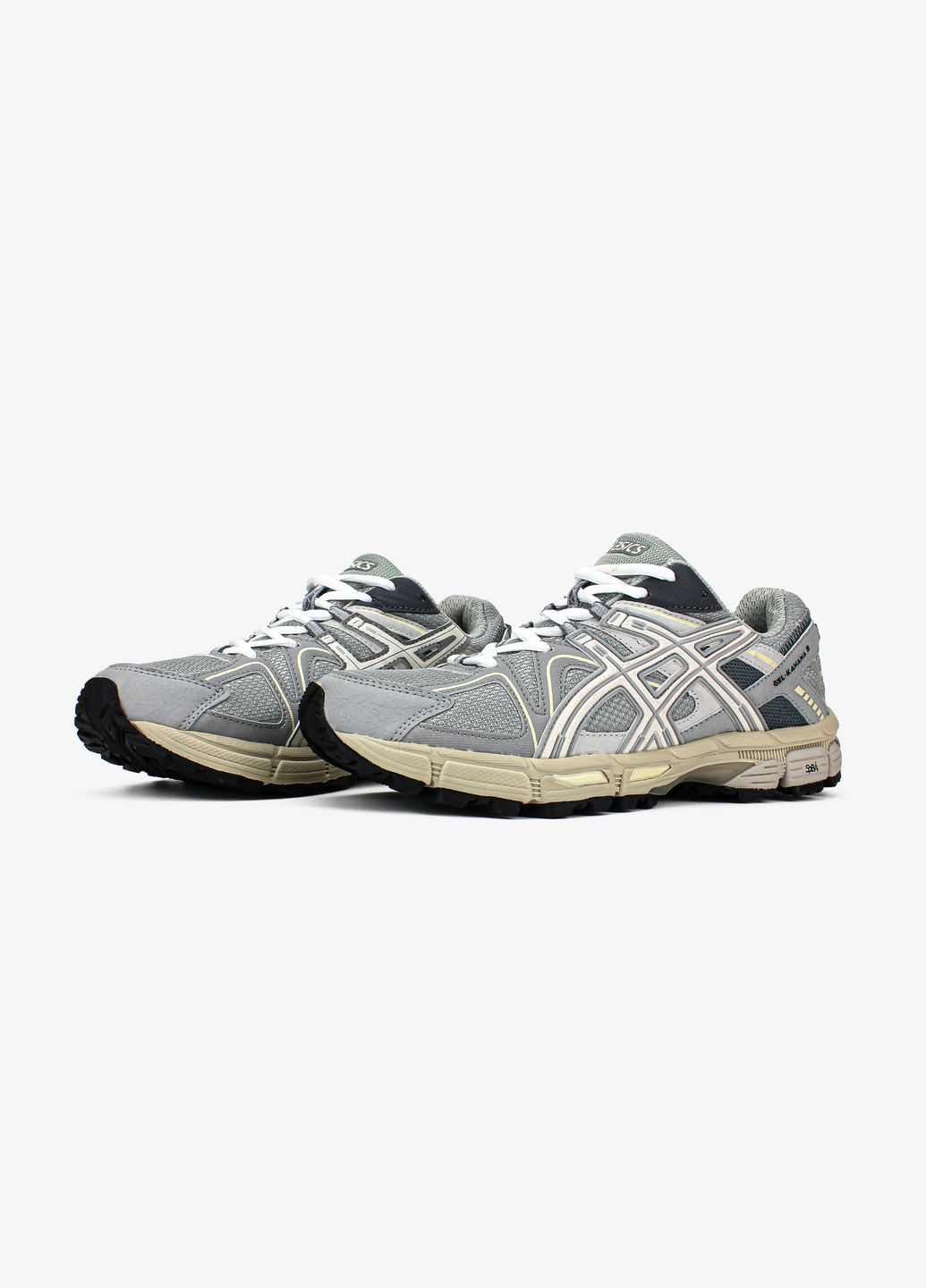 Сірі всесезон кросівки чоловічі і жіночі Asics Gel-Kahana 8 gray beige | Асікс Гель-Кахана 8 сірі бежеві