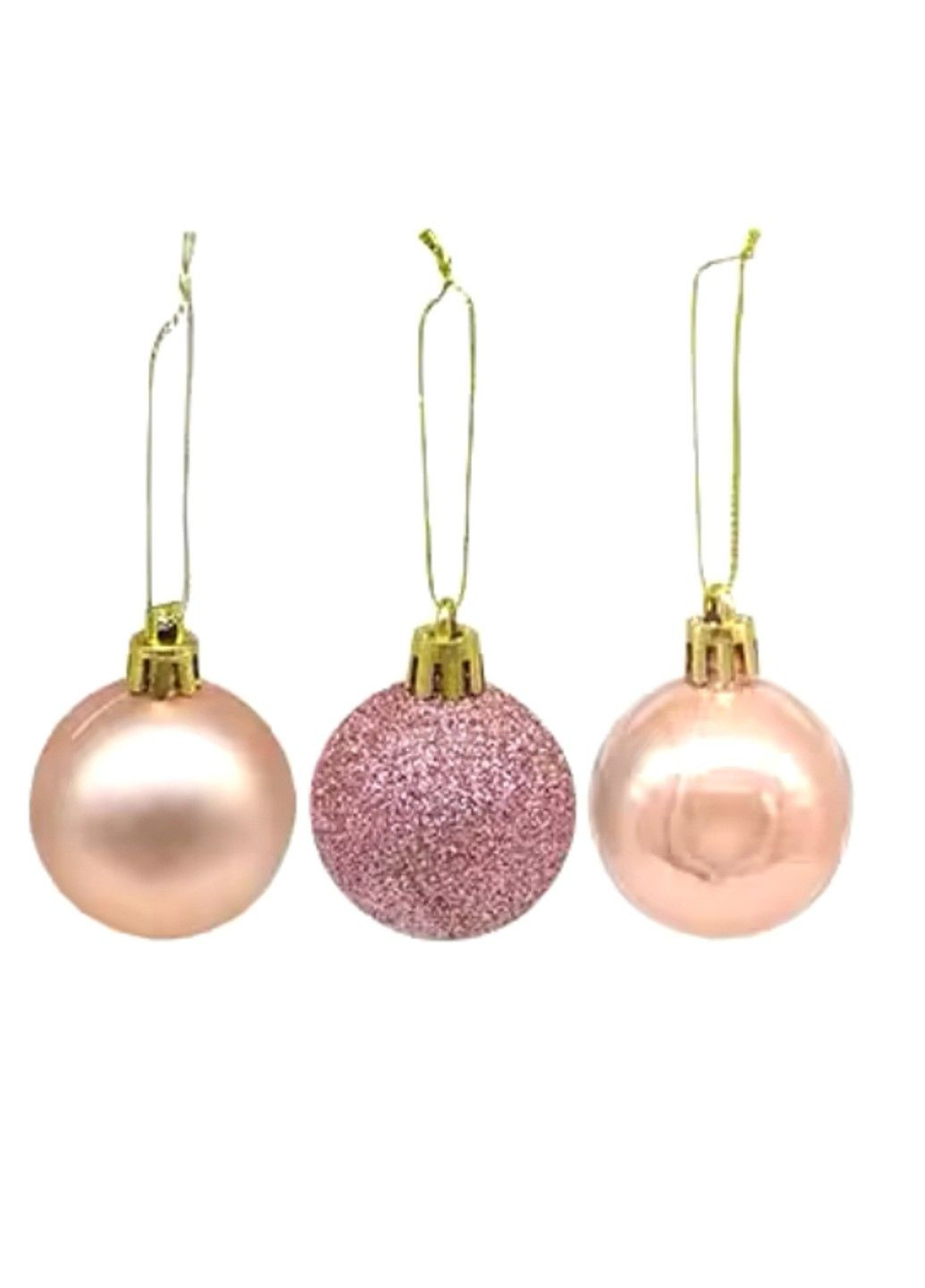 Набор елочных украшений -Шар d=5 см, (блестки, матовый, блестящий), цвет пудровый, 3 шт. No Brand (308861453)