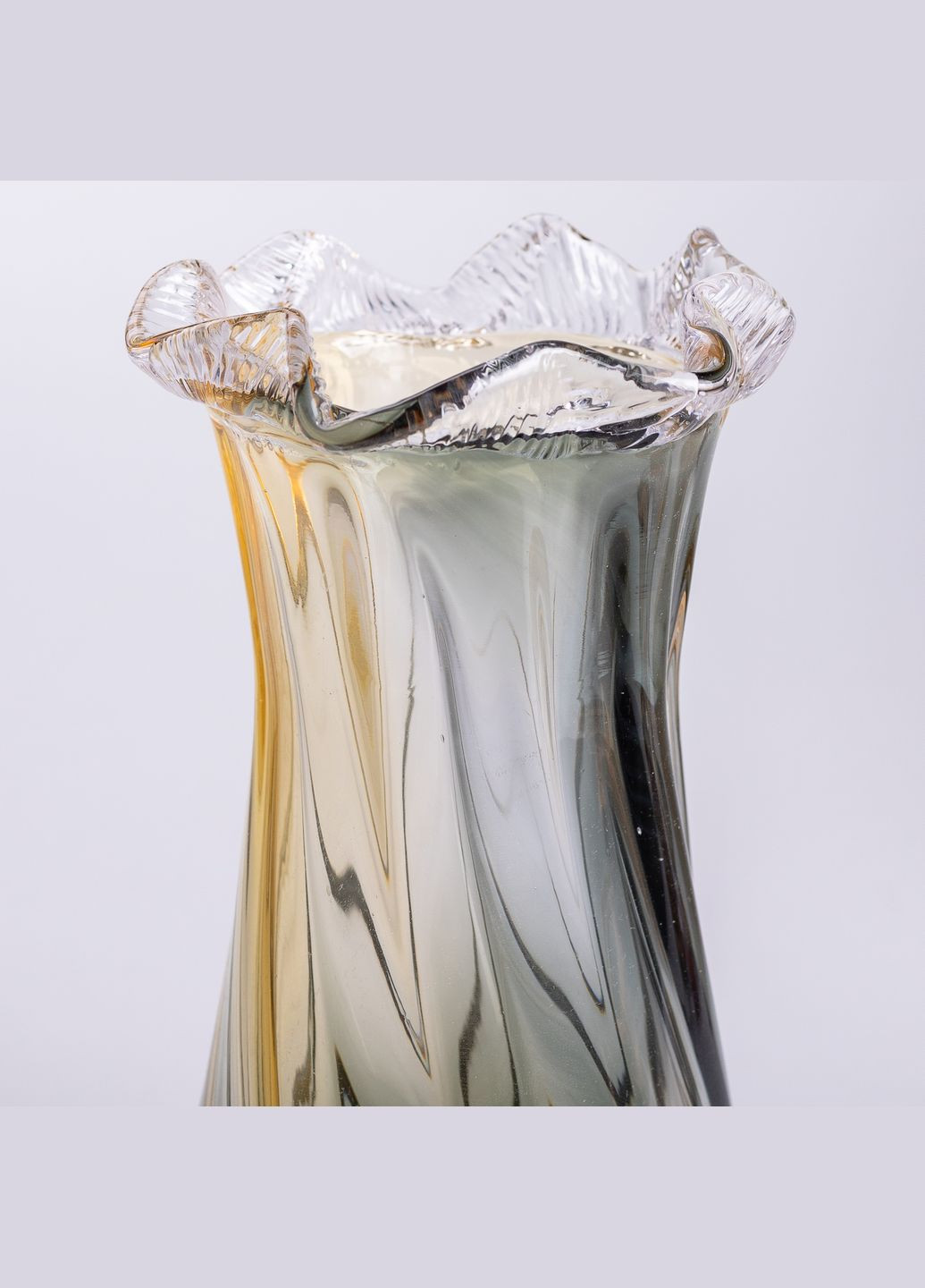 Ваза ручної роботи Lilly скляна 26 см, жовто-сірий Yiwu (328602827)