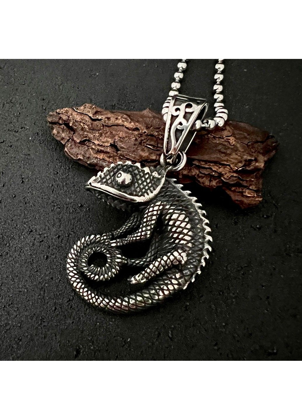 Готичний панк кулон хамелеон з нержавіючої медичної сталі PS-124 No Brand (299340131)