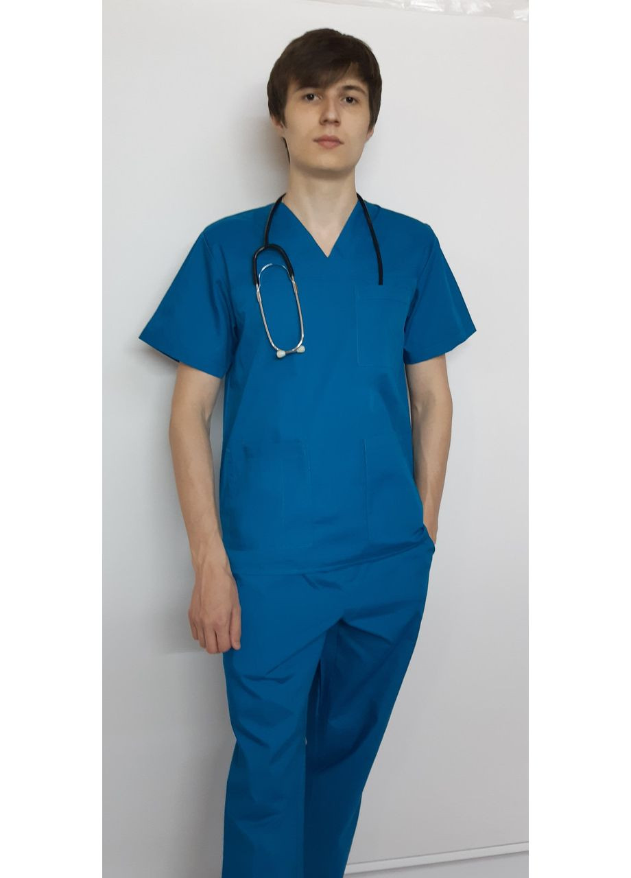 Зелений демісезонний медичний чоловічий костюм леон бавовна штани джогери короткий рукав 54, зелений No Brand