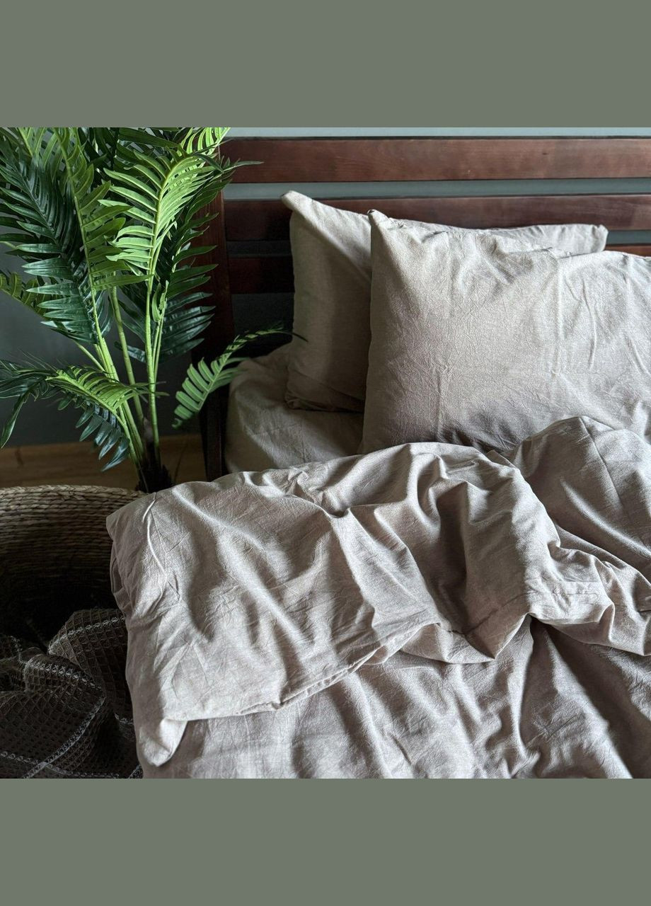 Постільна білизна Washed Cotton Півтораспальна 150 x 220 Варена бавовна Бежева 70 х 70 No Brand (307355907)