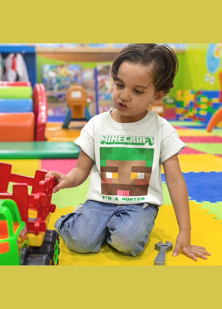 Белая демисезонная футболка белая с оригинальным принтом онлан игры minecraft "i'm a hunter minecraft майнкрафт" Кавун футболка