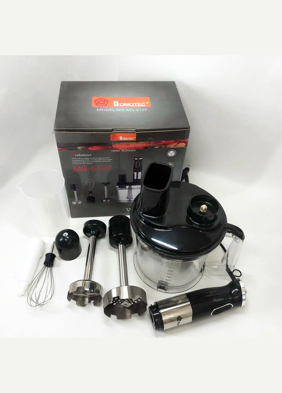 Блендер заглибний багатофункціональний 6 в 1 MS-5107 800 Вт, Потужний блендер для дому Domotec (364665568)
