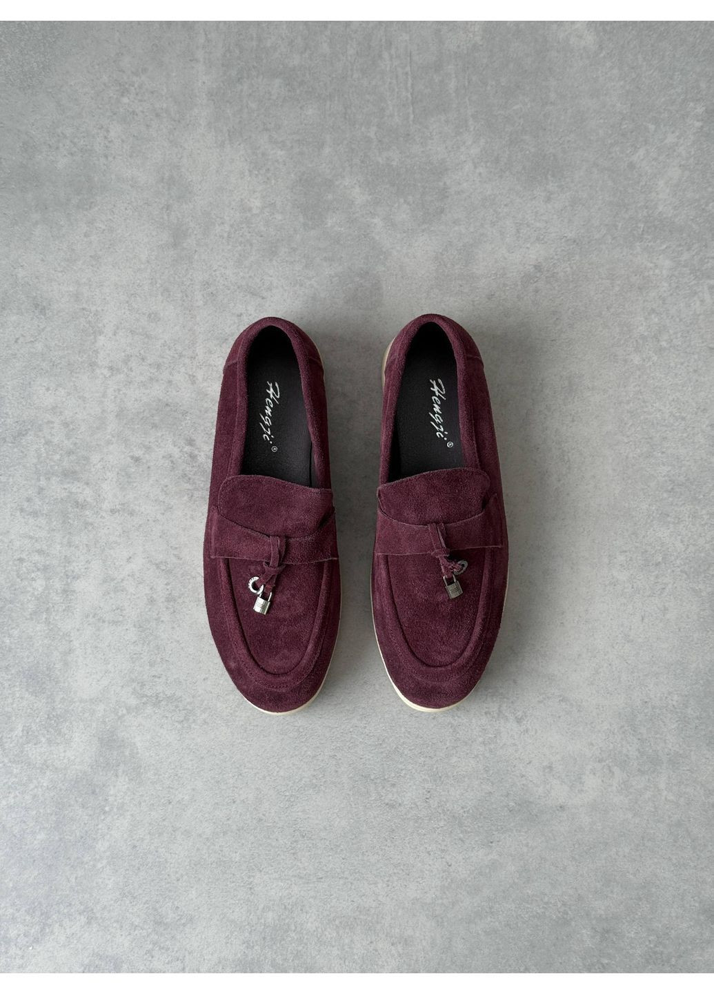 No Brand Бордовые лоферы бордовый з натуральная замша, — демисезон (369607970)