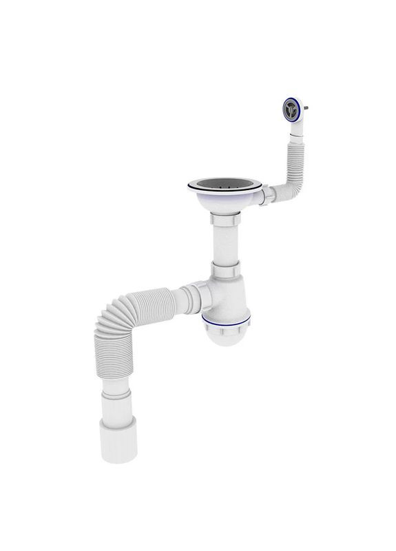 Сифон для кухні SK-02-C 3 1/2"x40 з різьбовим випуском та круглим переливом (ZX4954) Zerix (315336991)