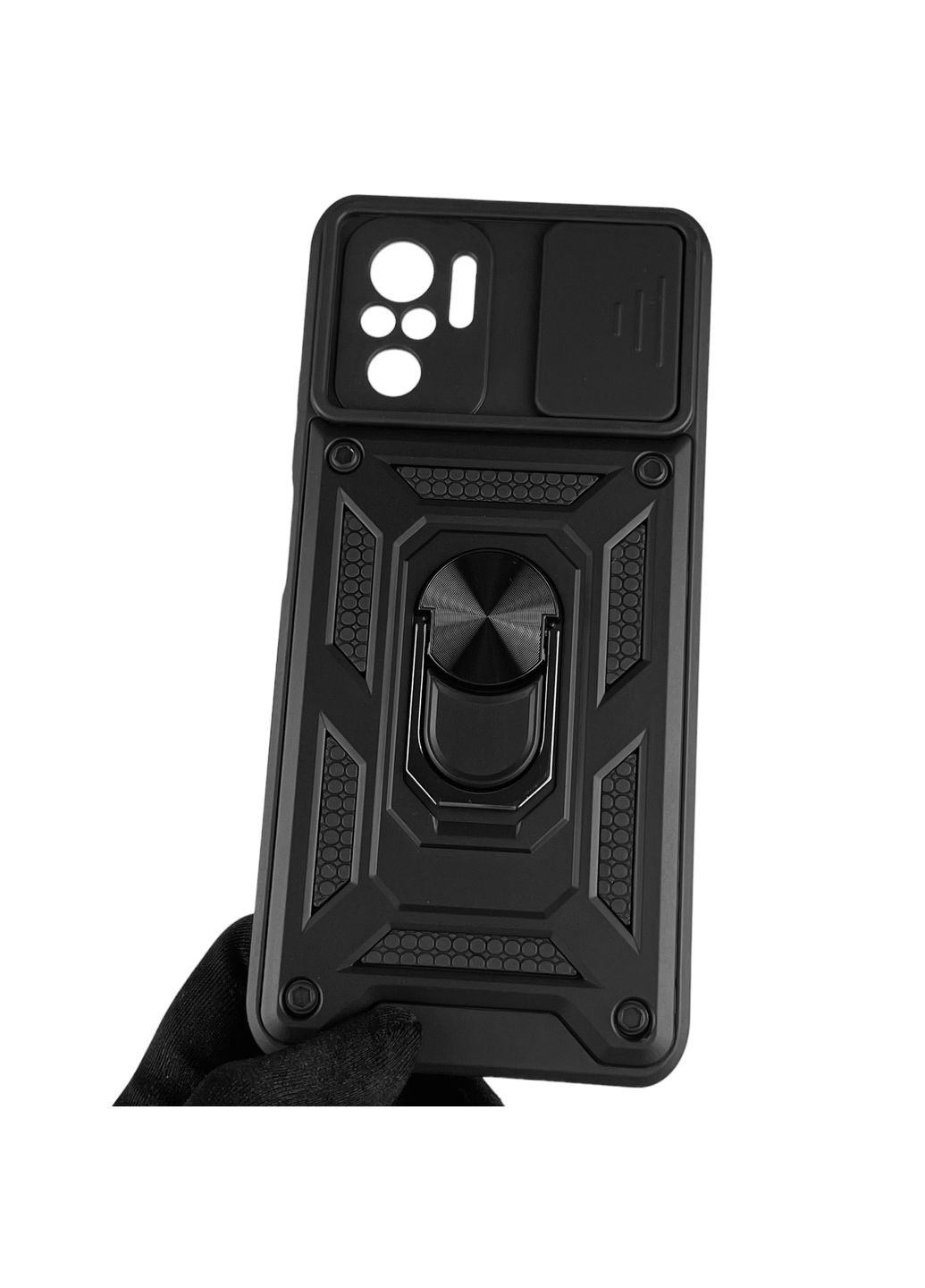 Чехол для Redmi Note 10S бронированный с кольцом-держателем со шторкой на сяоми редми нот 10с чёрный rg1 Xiaomi (366019327)