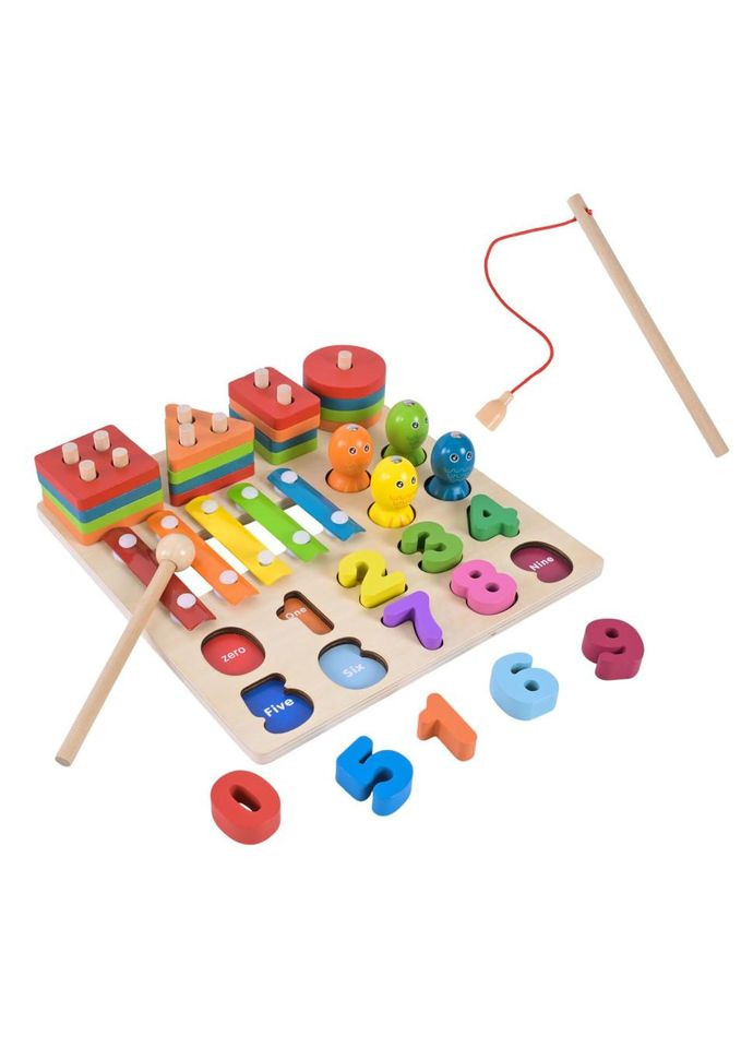 Дитяча дерев’яна іграшка "4 в 1" C9404 рибалка, ксилофон No Brand (365638384)