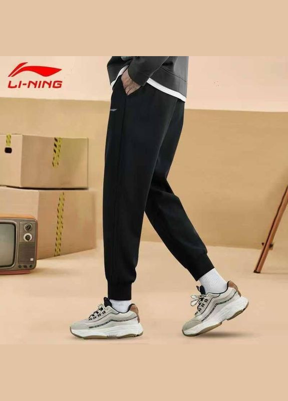 Черные спортивные, повседневный демисезонные брюки Li-Ning