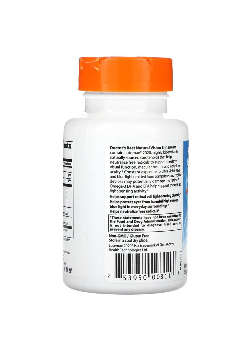 Натуральна Формула для Покращення Зору, Lutemax,, 60 желатинових капсул Doctor's Best (326055120)