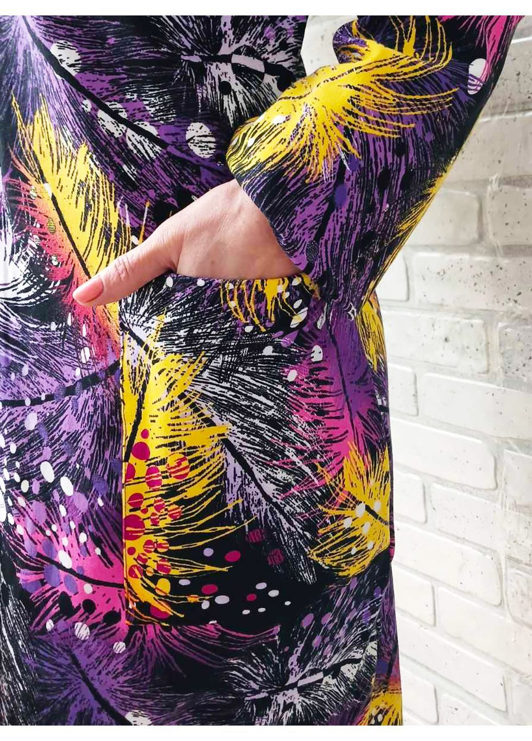 Жіночий халат без капюшона на блискавці великого розміру з кишенями No Brand (369502917)