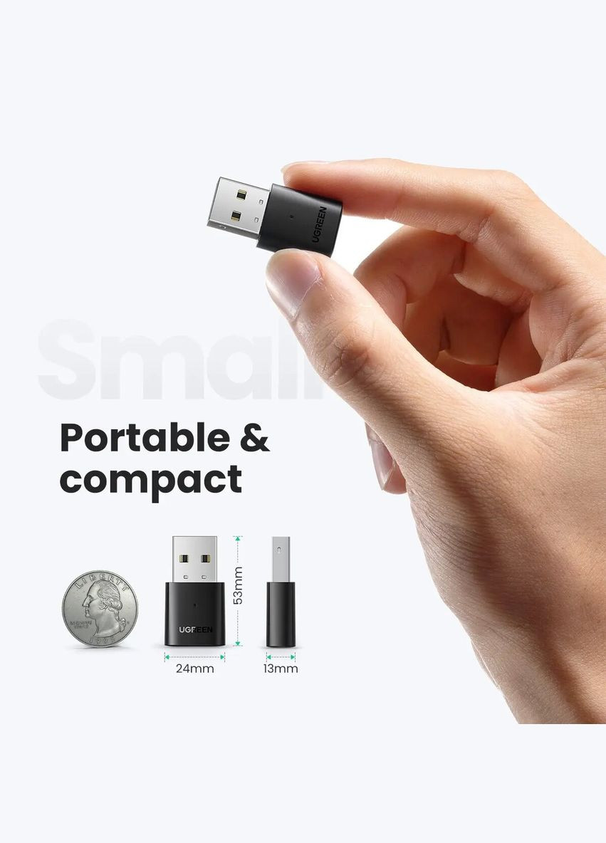 Адаптер (UGR-80889) Ugreen CM390 USB Bluetooth 5.0 Adapter (340279630)