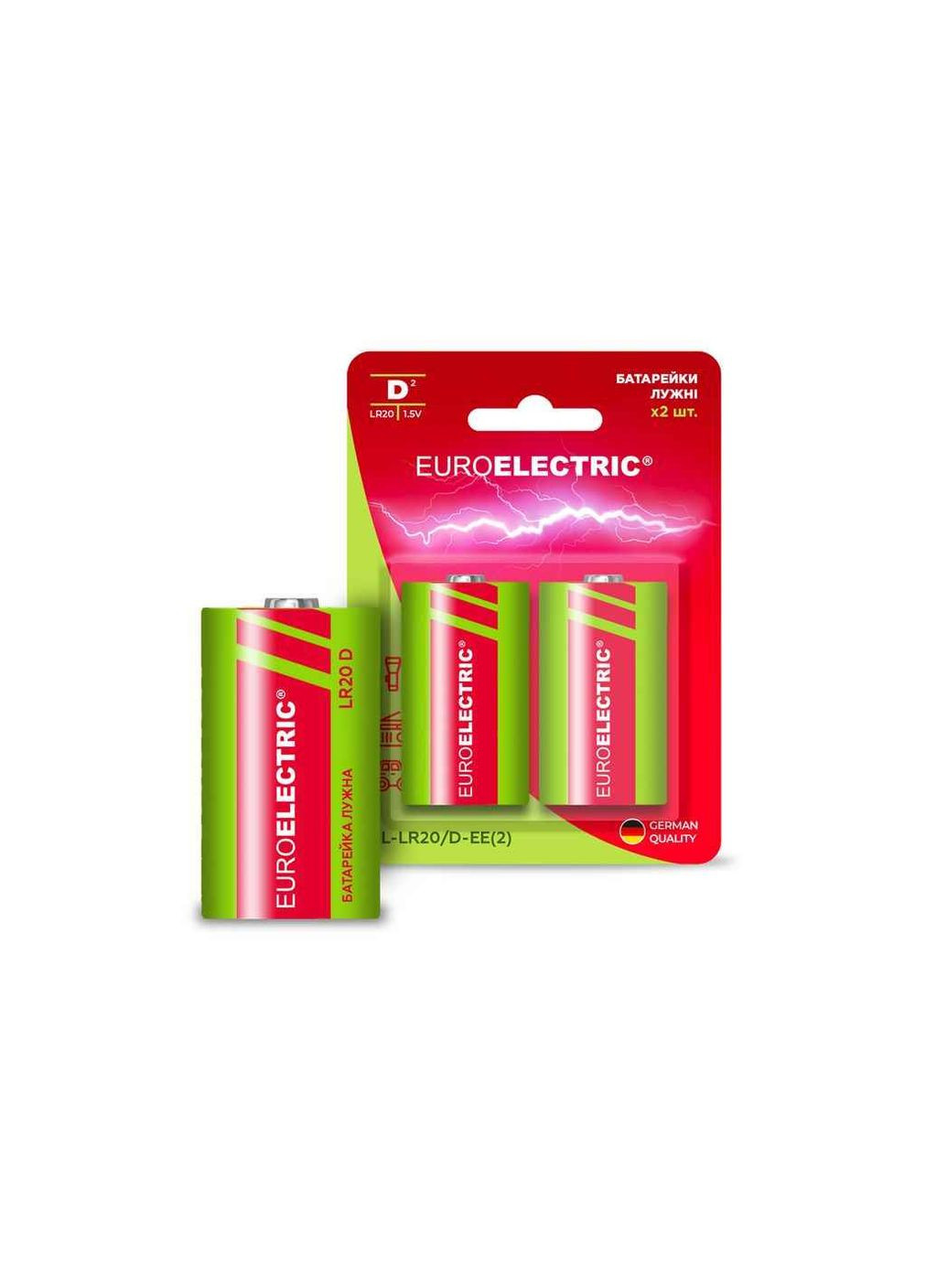 Батарейка лужна LR20/D 2штшт 1,5V blister Euroelectric (361316907)