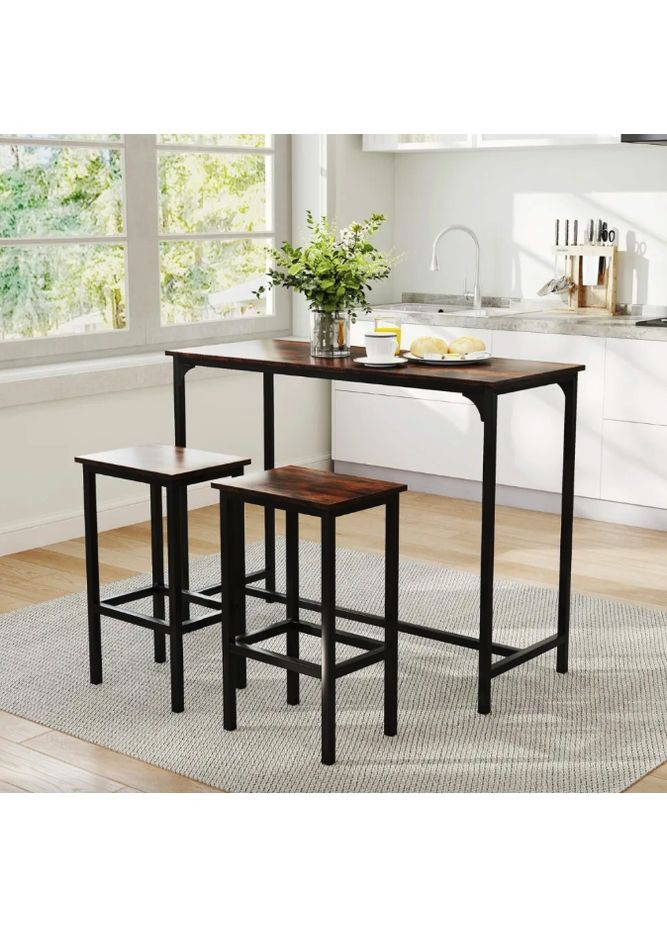 Барний стіл та 2 барні стільці Hoobro в стилі Loft Costway (361953091)