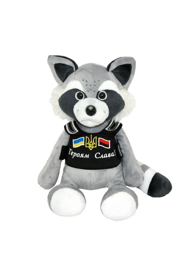 Плюшевая патриотическая мягкая игрушка Енот 23см, игрушка в плитоноске с вышивкой и символикой Украины Tigres (317589171)