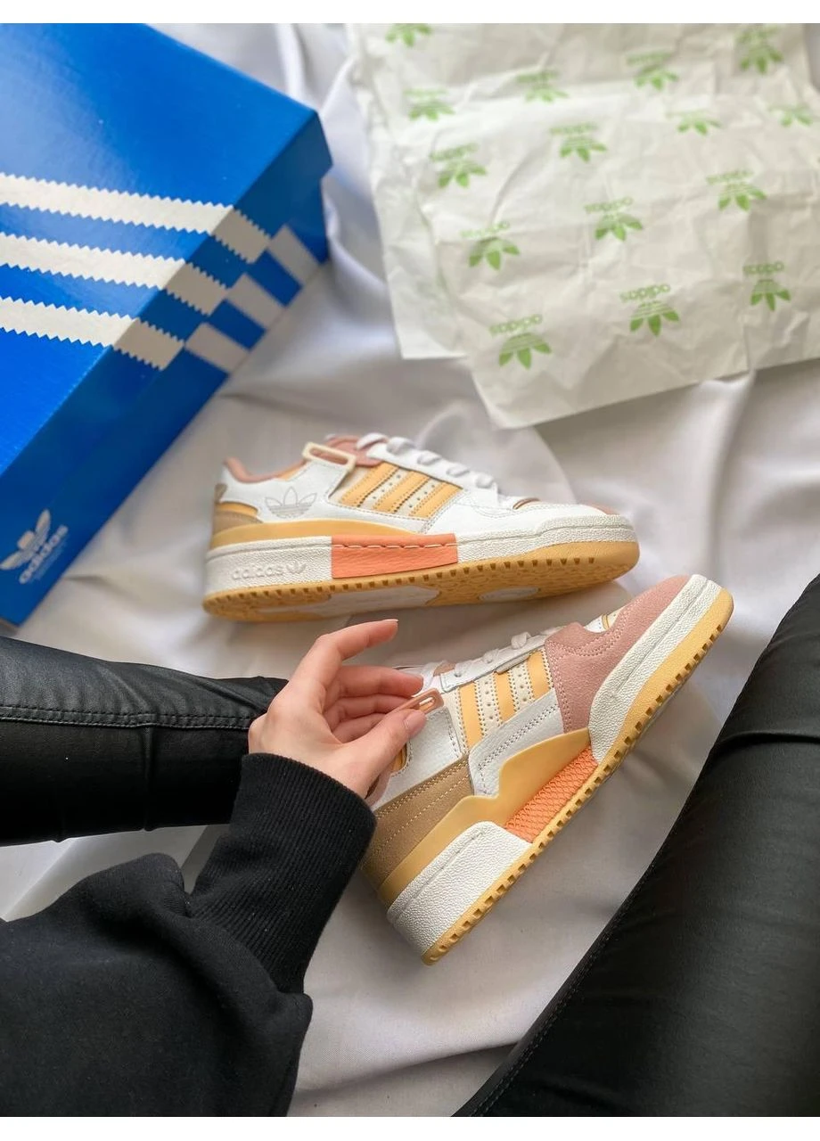 Белые демисезонные кроссовки мужские adidas forum 84 low white orange адидас форум 84 No Brand