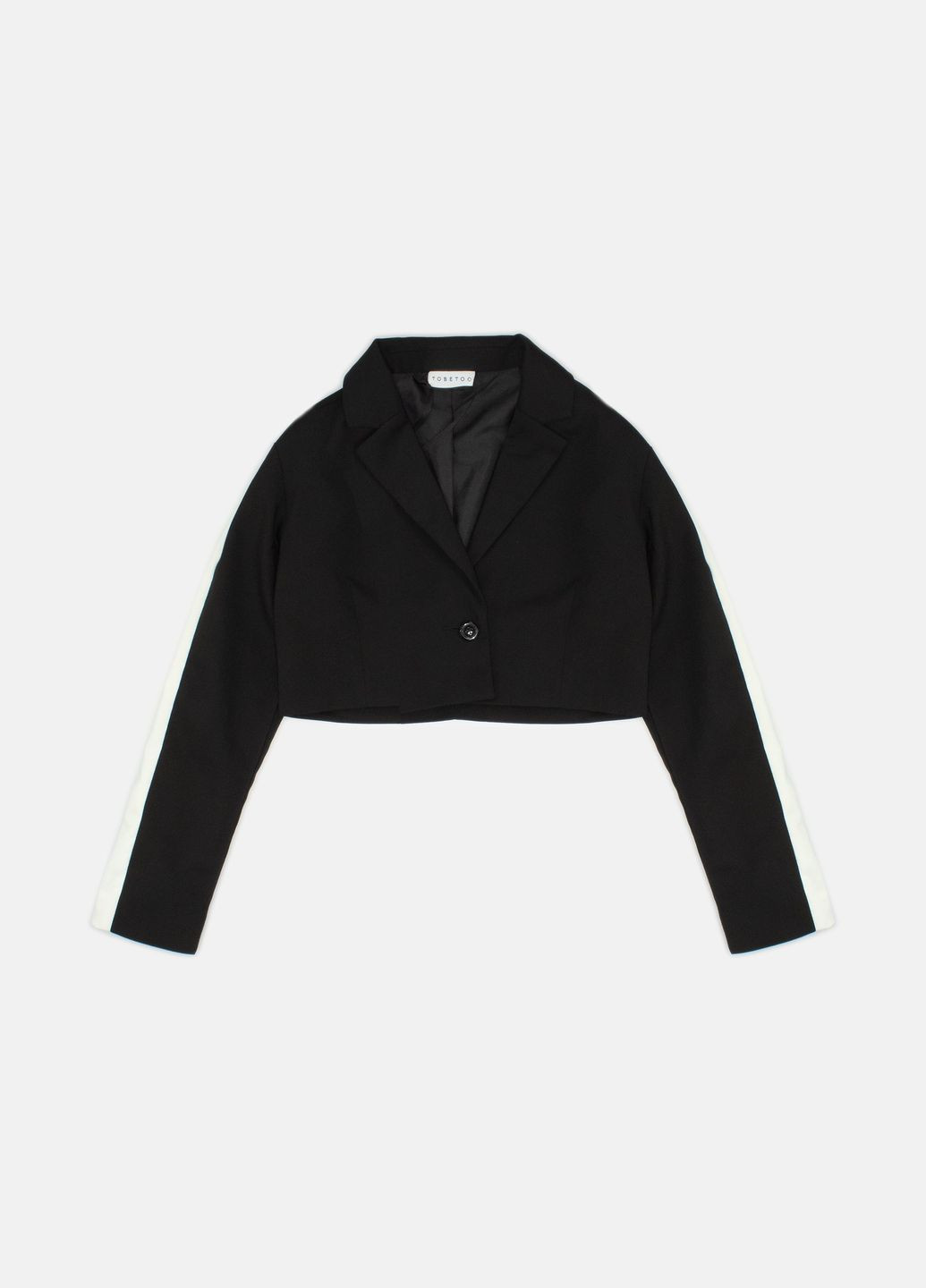 Черный демисезонный костюм для девочки tob002-tob004 короткий жакет + брюки-палаццо черный с белым (италия) брючный To Be Too