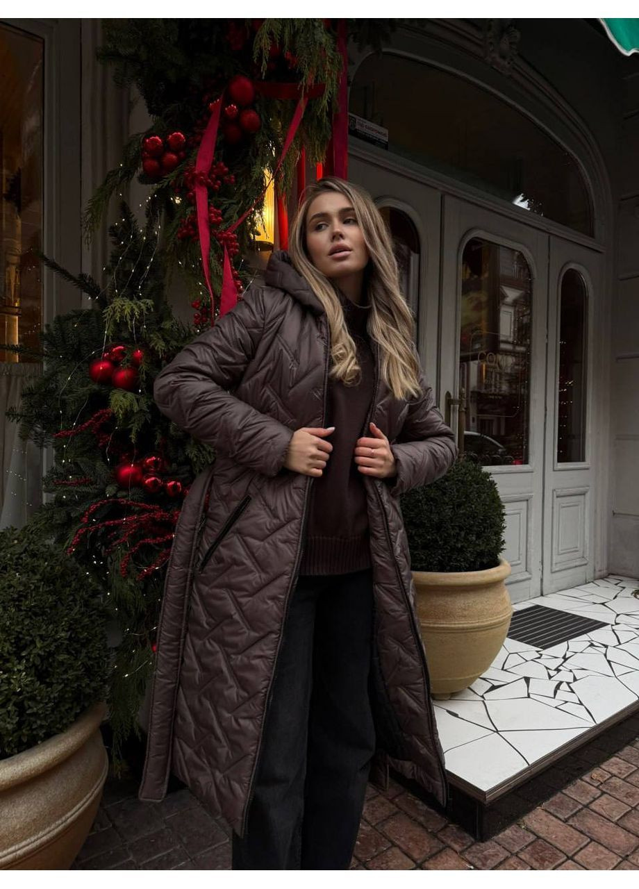 Коричневе Зимове пальто на теплій підкладці Stylish Touch