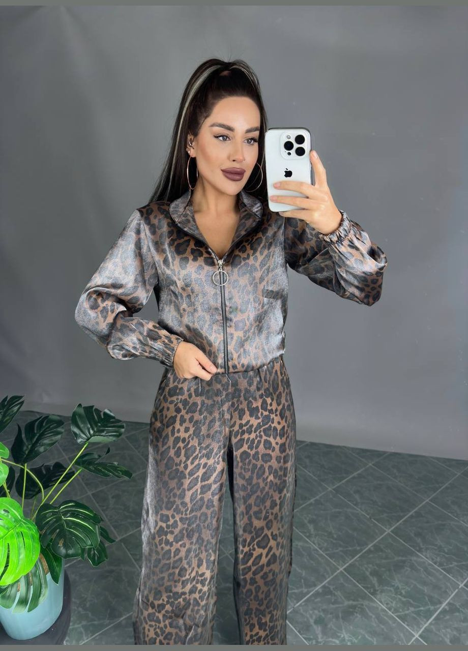 Леопардовый костюм: Бомбер + брюки No Brand (330642080)
