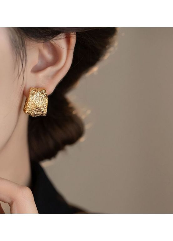 Масивні сережки-гвіздки С-подібні золотисті No Brand (361225266)