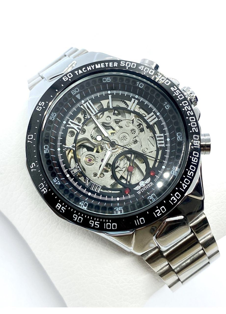 Часы мужские механические наручные Skeleton с автоподзаводом Серебристые (код: IBW903S) Winner (365865075)