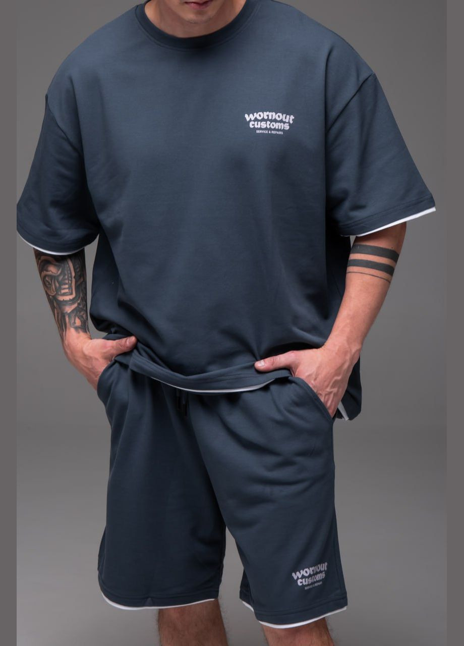 Серый костюм vornout customs шорты и футболка хлопок No Brand