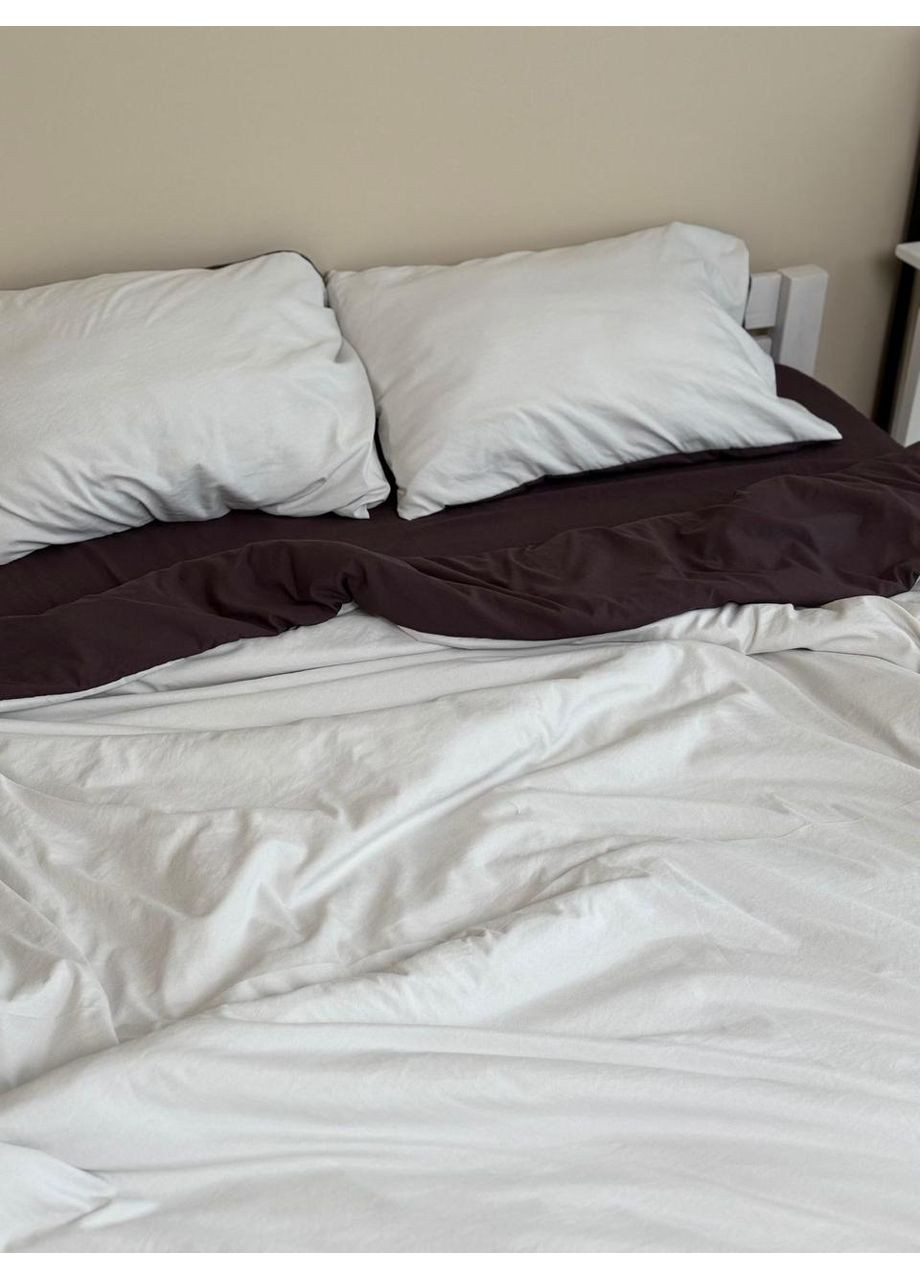 Постельное белье Молочный с Шоколадным, сатин Семейный размер, наволочки 70/70 No Brand (364216974)