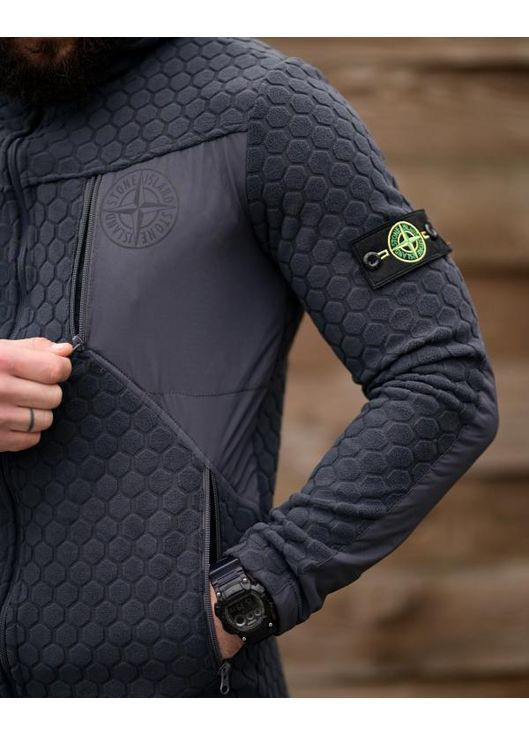Демісезонна чоловіча флісовка Stone Island сіра Freedom (370604033)