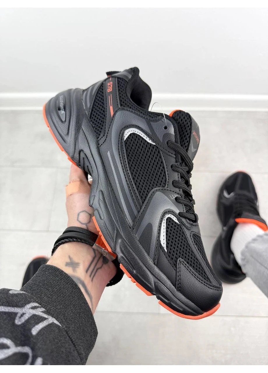 Чорні чорні кросівки весна-літо sg-x run 578 black, легкі кросівки на весну, сітка Sayota