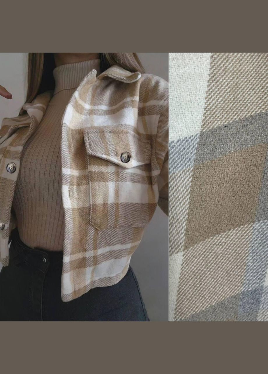 Бежевая кэжуал рубашка в клетку JUGO с длинным рукавом