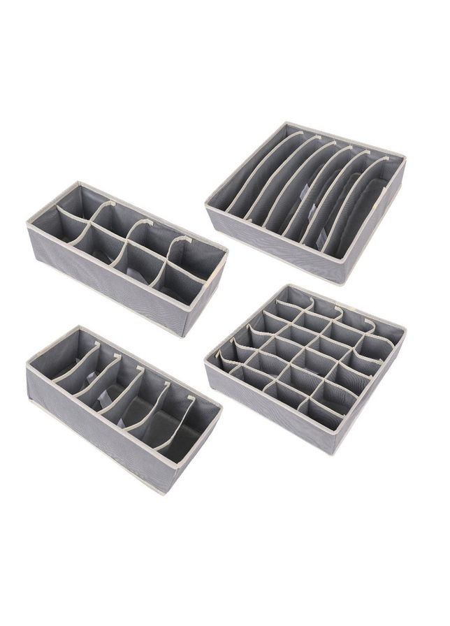 Набор из 4 органайзеров в шкаф для хранения Gray (AN0103411) ANbeauty (365875735)