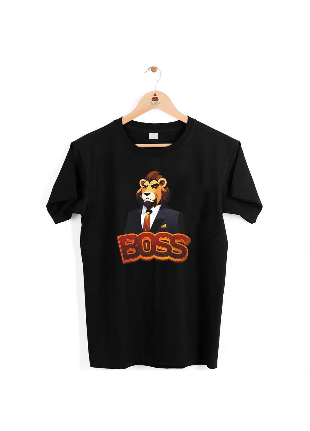 Чорна футболка boss lion. бос лев Кавун