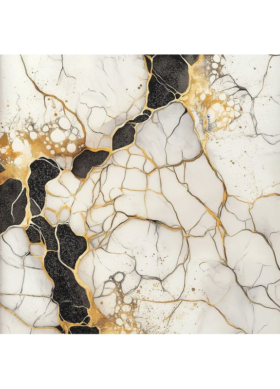 Фон для фото біло-чорно-золотий мармур з агатовою текстурою і кристалами, вініловий 60x60 см, №552423 PhotoVinyl (354719253)