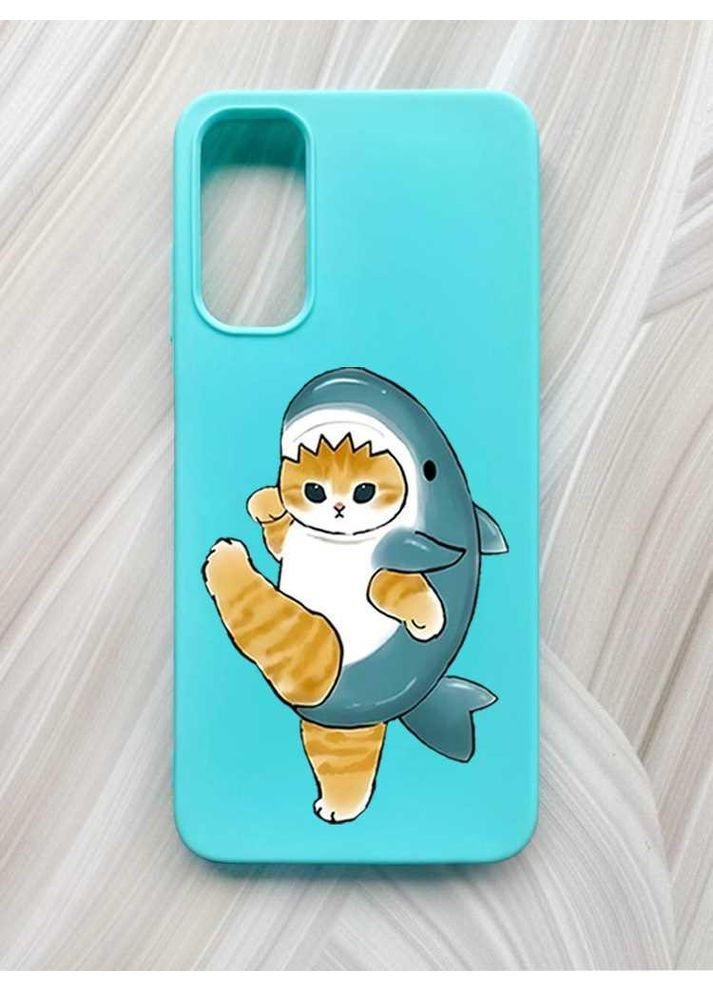 Матовий бірюзовий чохол на Samsung Galaxy A05s (A057) Котик акула (принт 380) Creative (355394008)