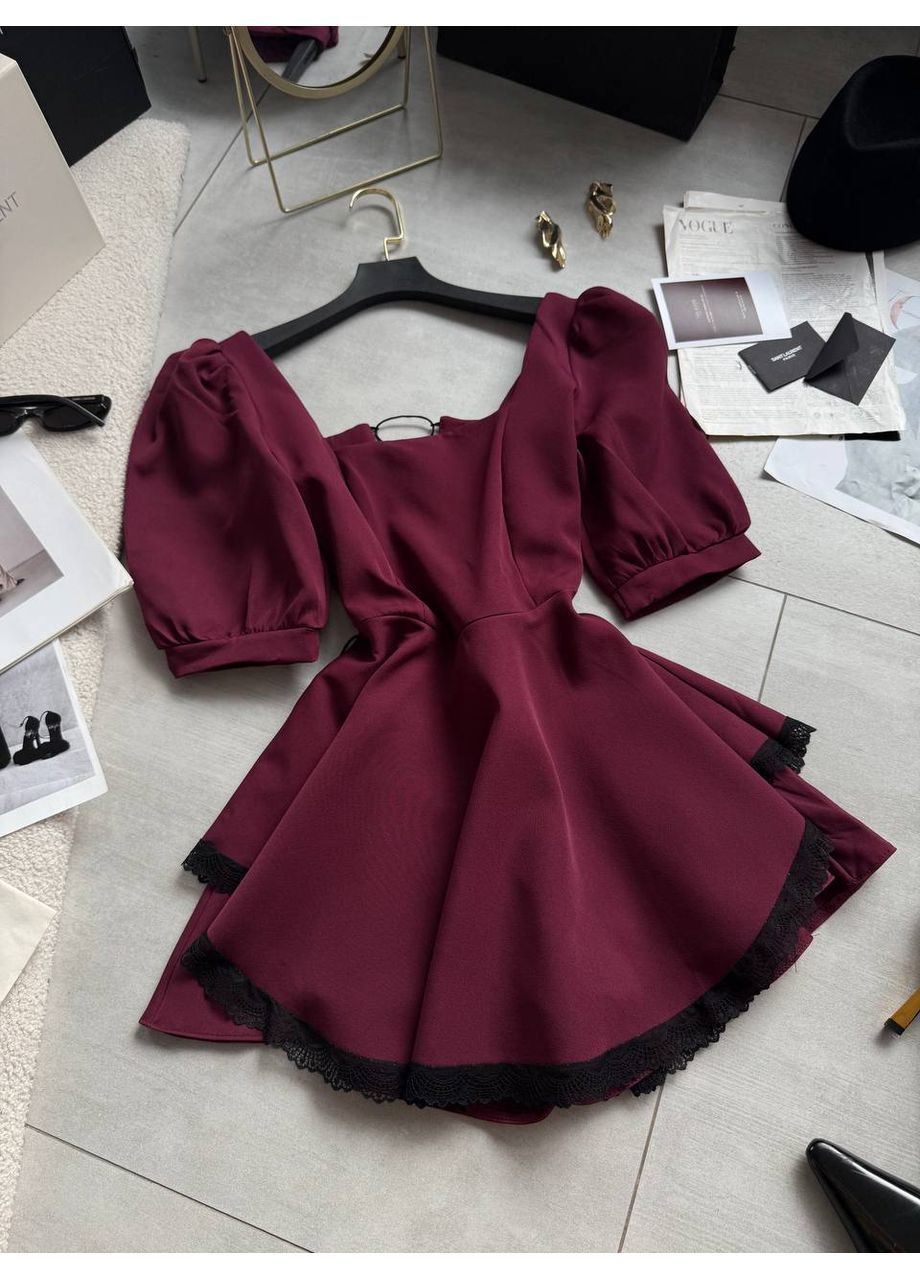 Бордова повсякденний жіноча сукня-комбінезон Гермес однотонна