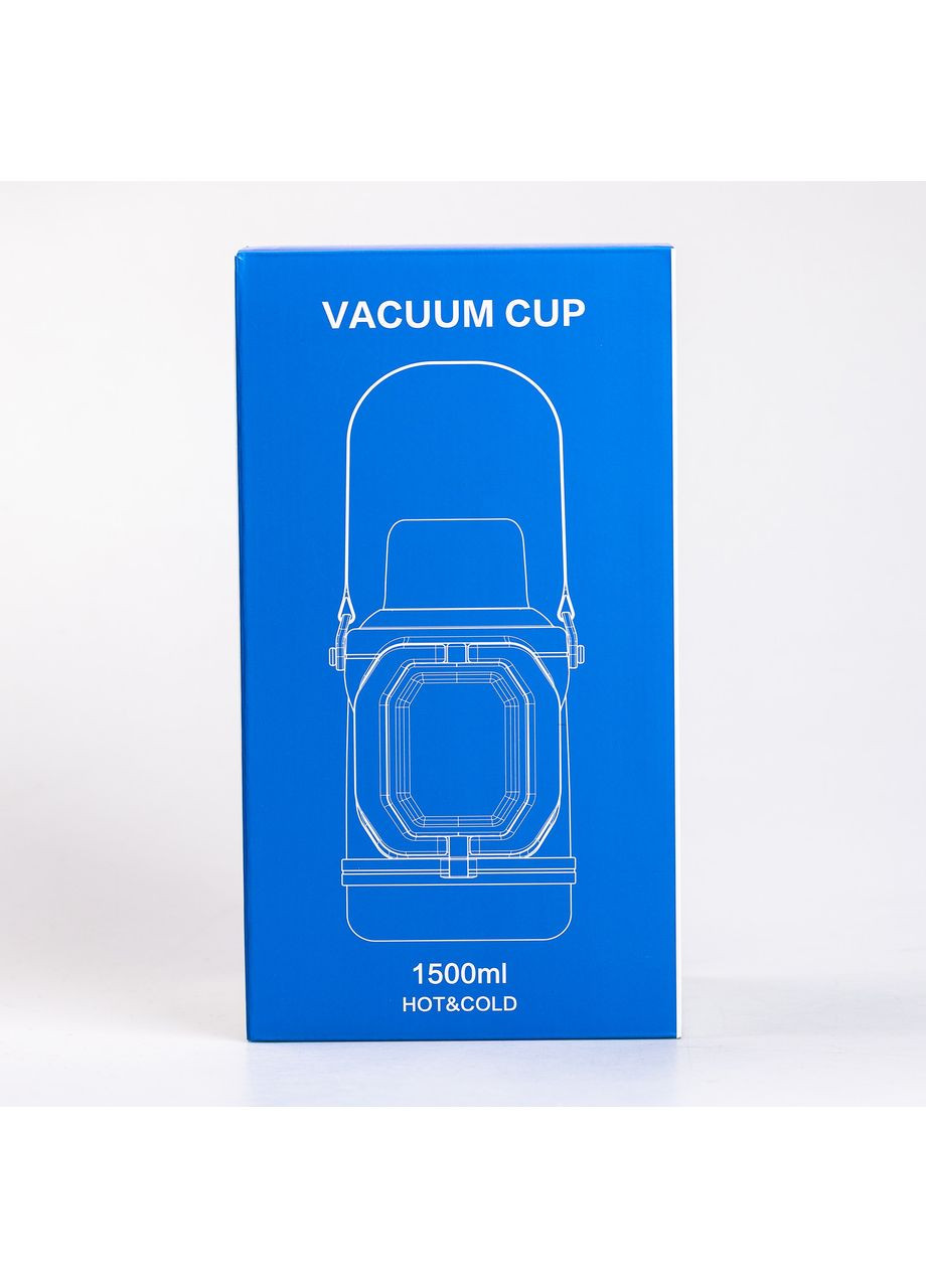 Термос Vacuum Cup 1.5 літра з ремінцем і складною ручкою коричневий HP-14-21V (A-033286) Yiwu (347348943)