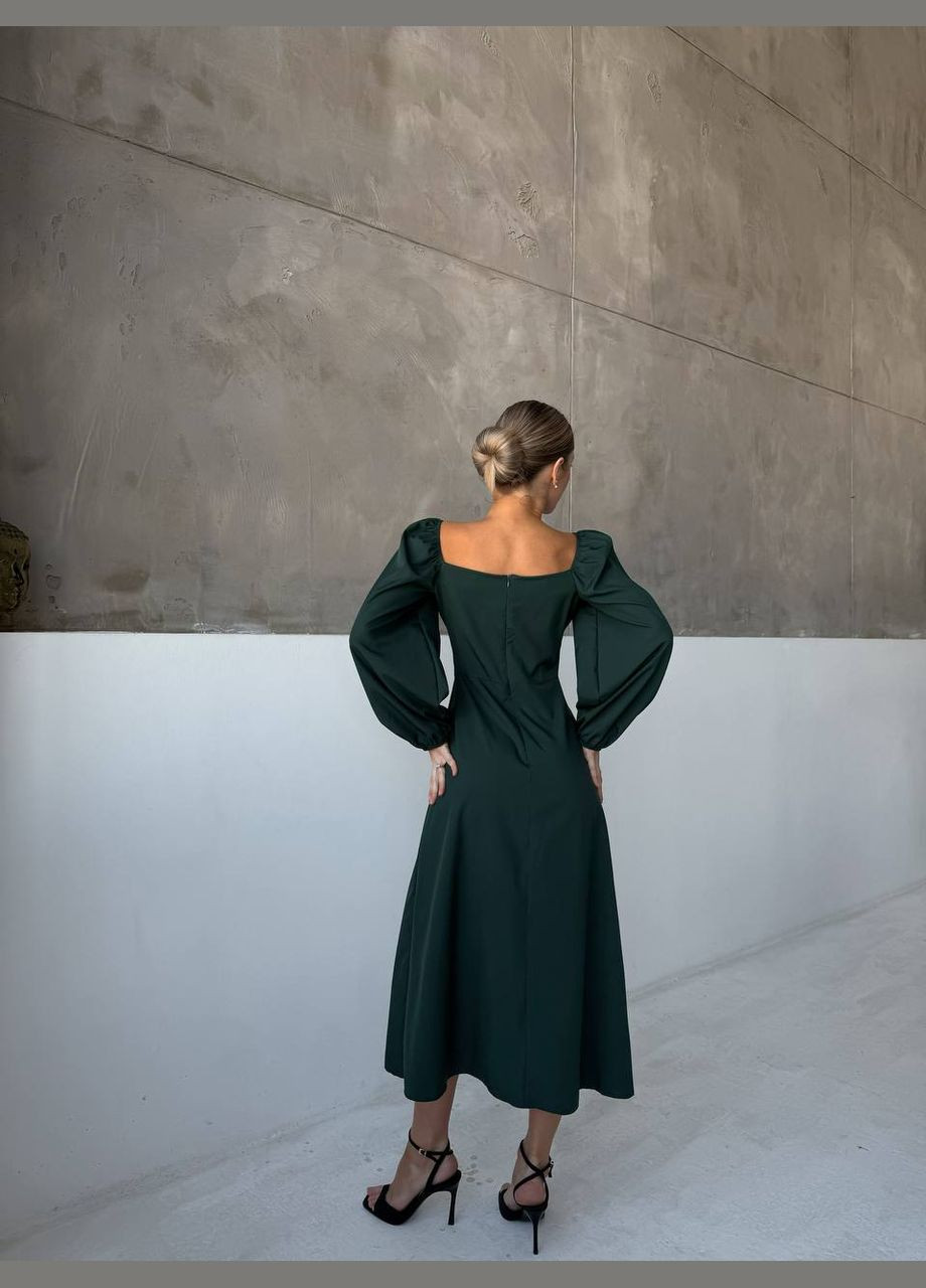 Темно-зелена повсякденний максі сукня з відкритими плечима Adelante однотонна
