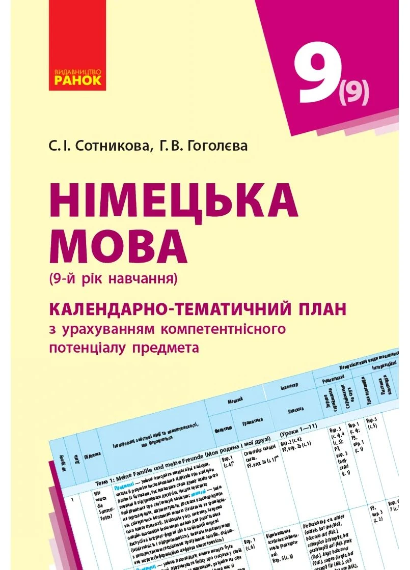 Немецкий язык. 9 класс. Календарно-тематический план "Deutsch lernen ist super!" РАНОК (370057957)