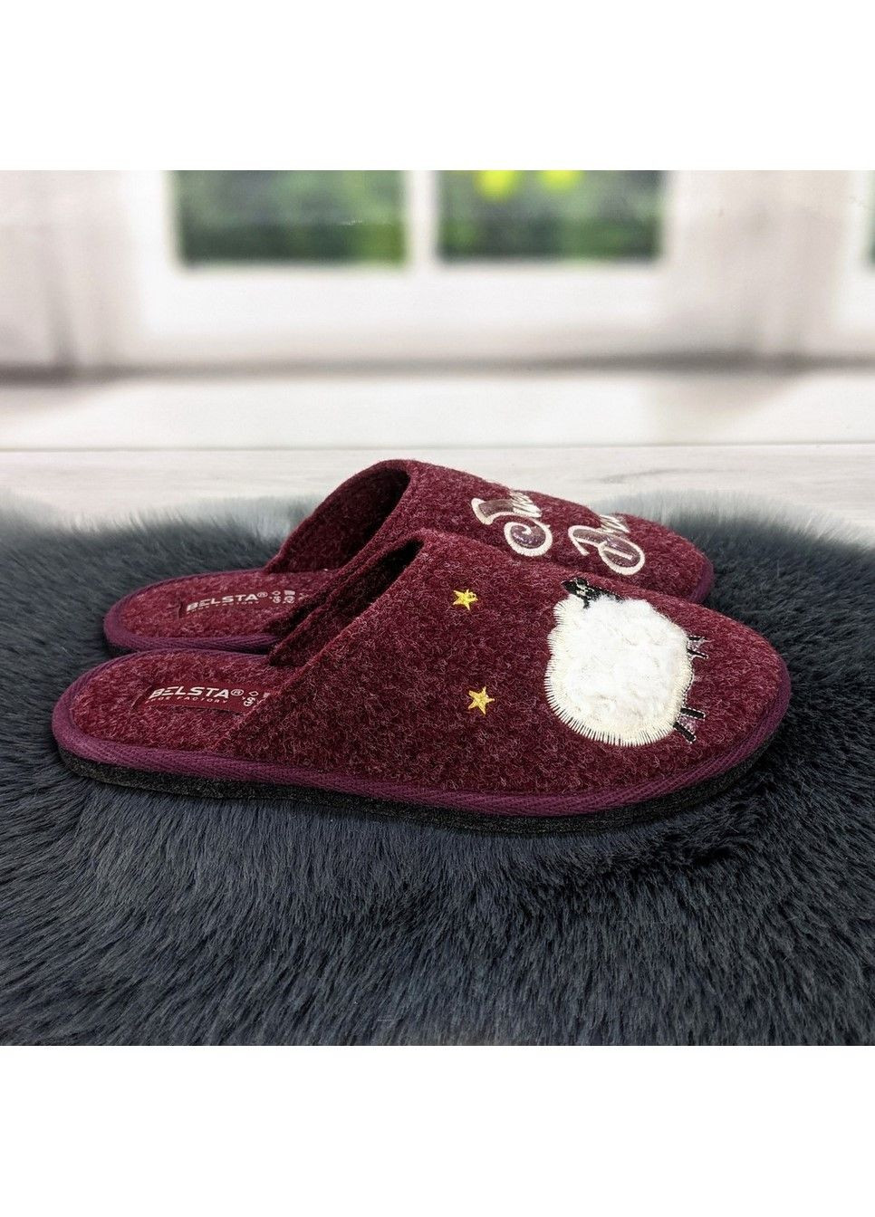 Бордовые тапочки женские фетровые для ламината Белста