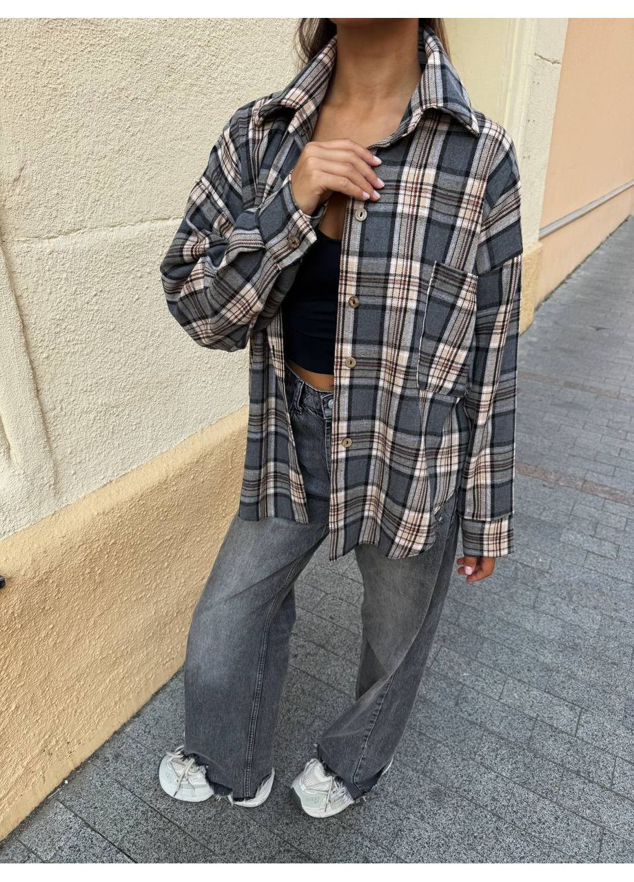 Жіноча сорочка з м’якої тканини у клітинку Україна (356676961)