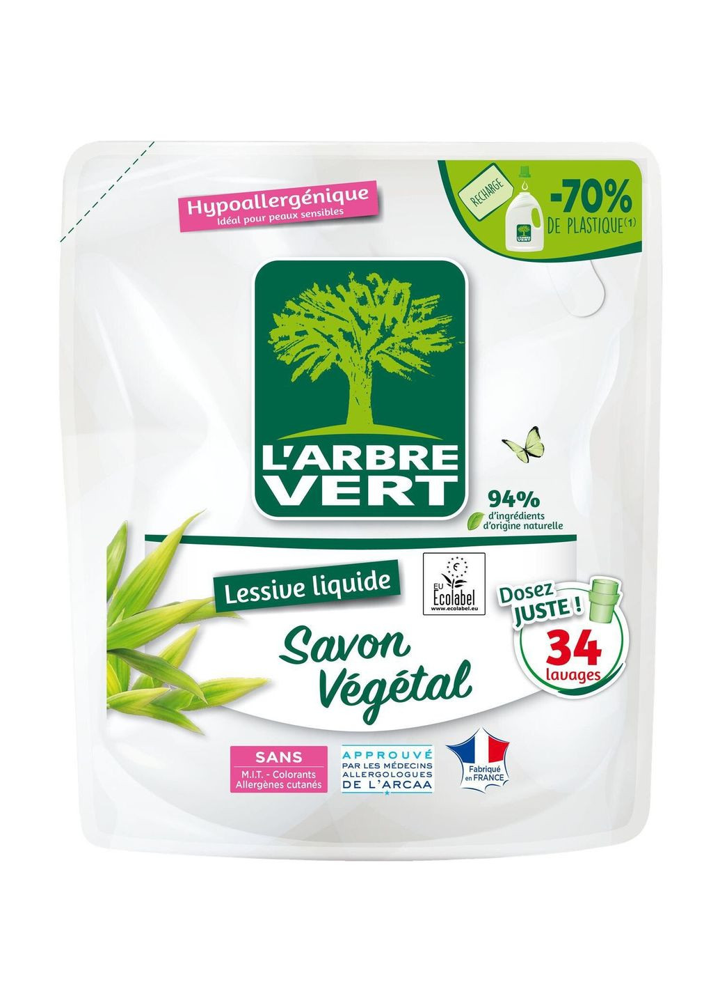 Рідкий засіб для прання Рослинне мило, запасний блок, 1.53 л L'arbre Vert (331787911)