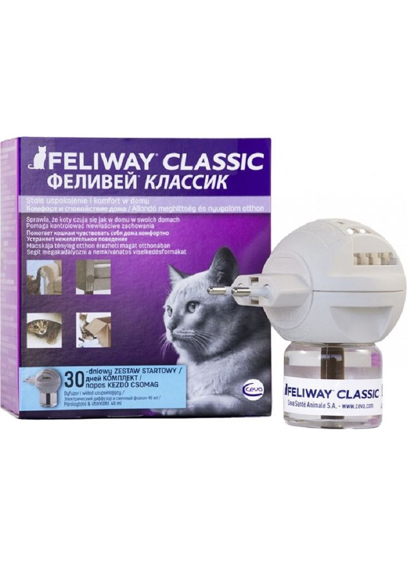 Дифузор + змінний блок заспокійливий засіб для котів під час стресу Feliway Classic Фелівей Класик Ceva (279572992)