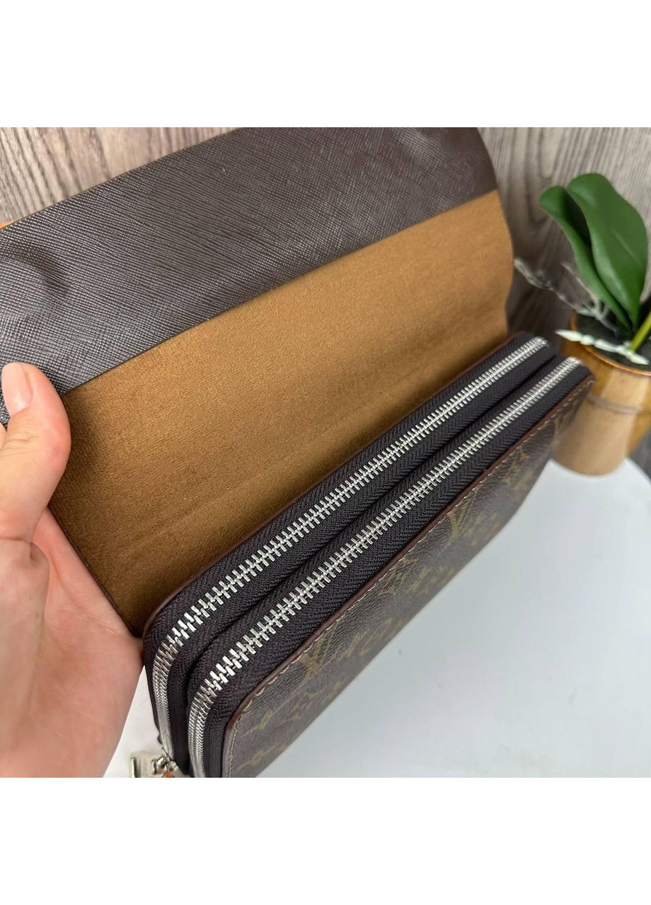 Великий чоловічий клатч барсетка коричневий з екошкіри ProDobro (363259235)